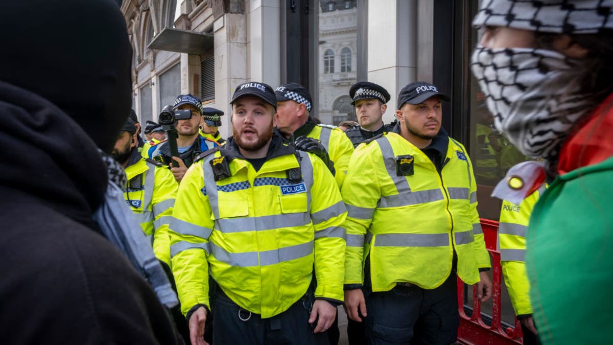 Police during protests in London