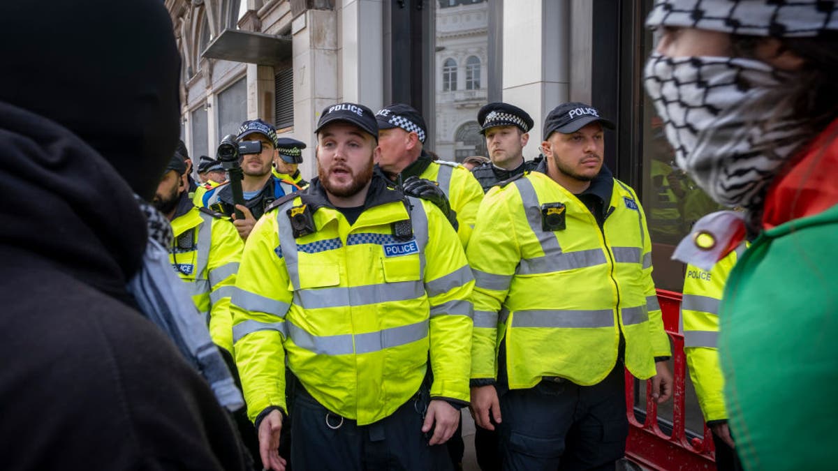 Police during protests in London