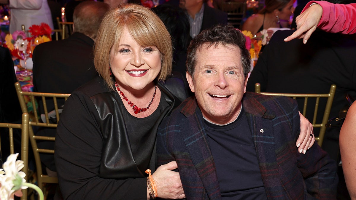 A photo of Tina Yothers and Michael J. Fox