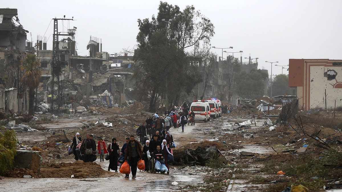 Palestinians walking