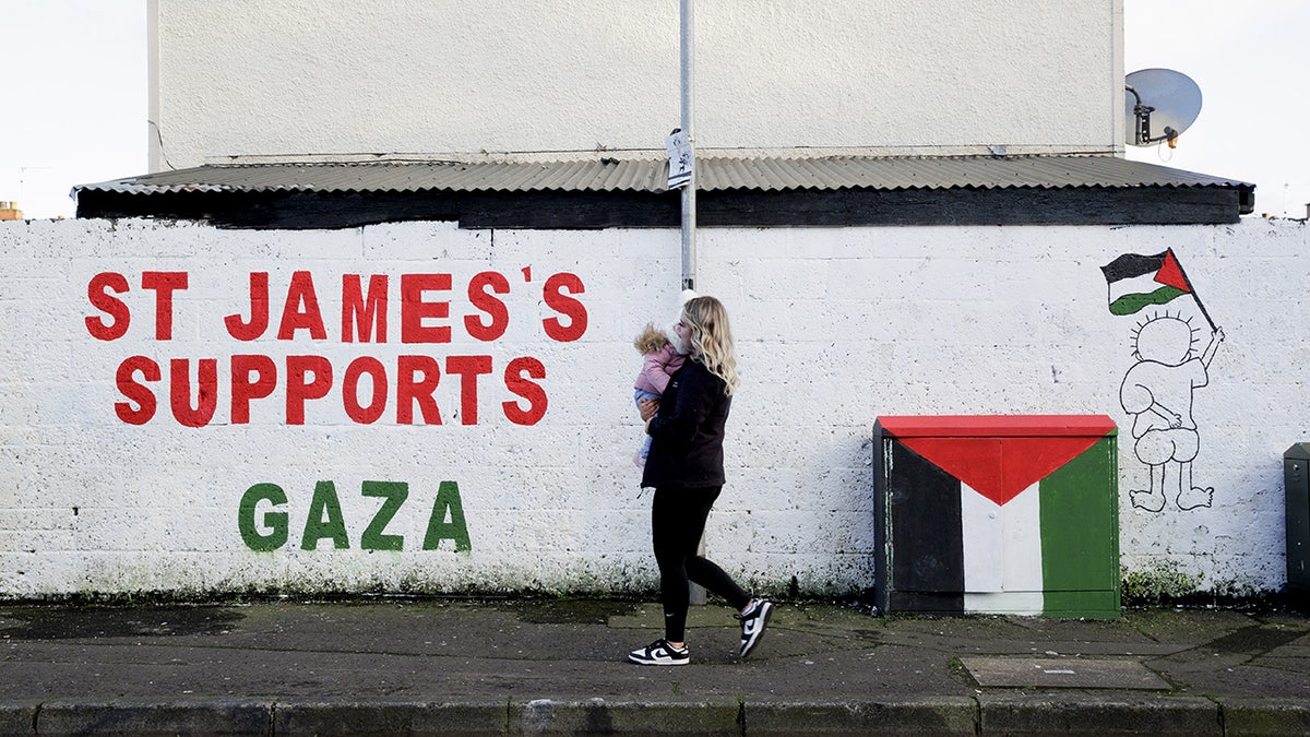 Pro-Gaza spray painted message in Belfast