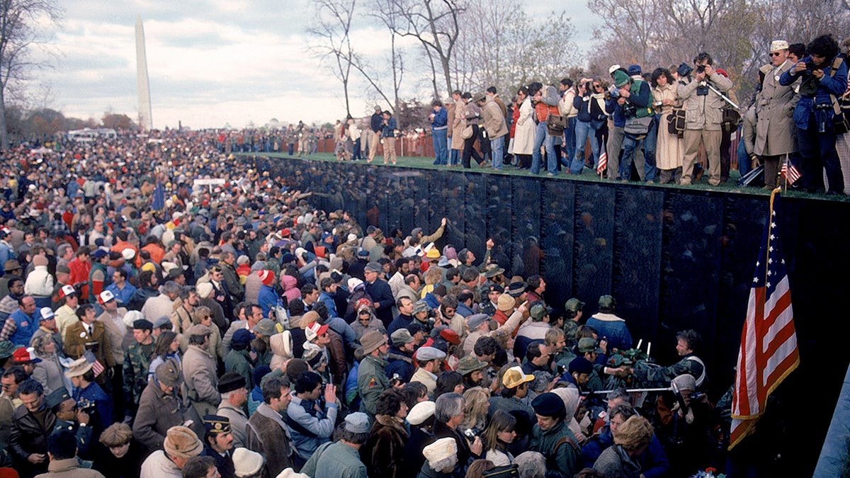 large crowd at Vietnam Veterans Memorial