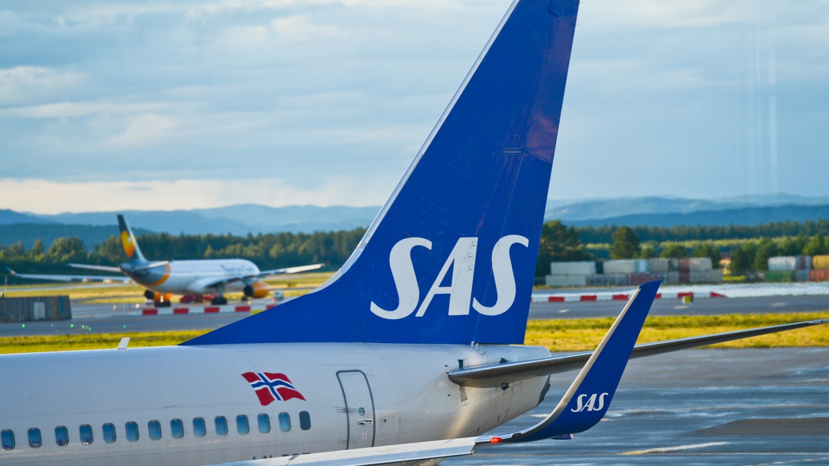 SAS plane at gate