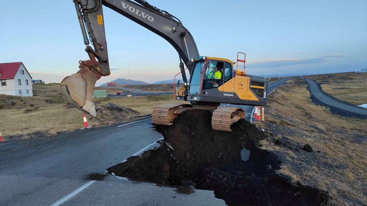 Crack on road in Iceland