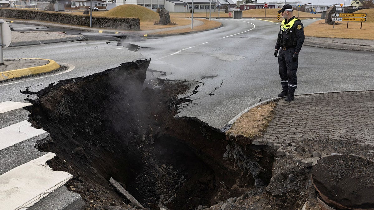 Grindavik, Iceland road crack
