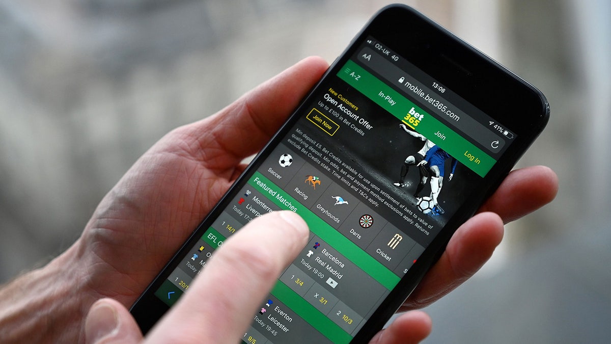 Internet sports gambling app on a phone