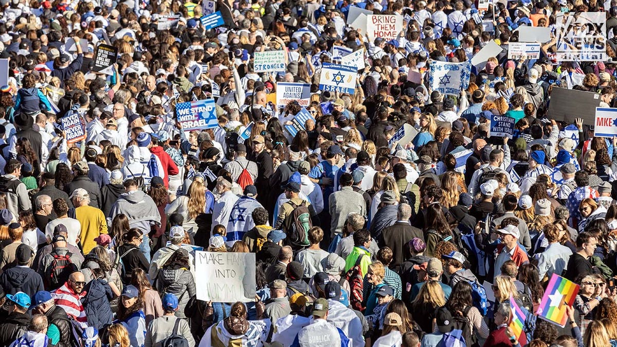 Tens of thousands of people participate in the March for Israel at the National Mall