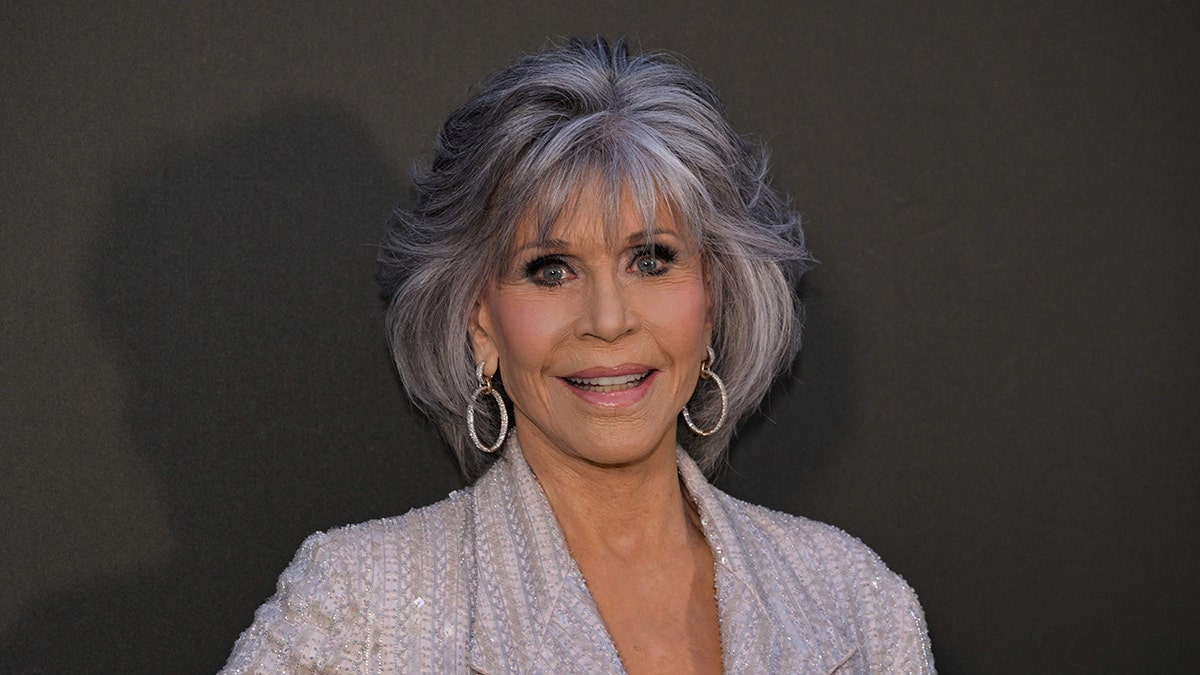 Jane Fonda smiling in a close up