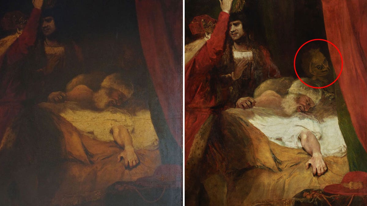 Devil like figure lost in time uncovered in 230 year old painting