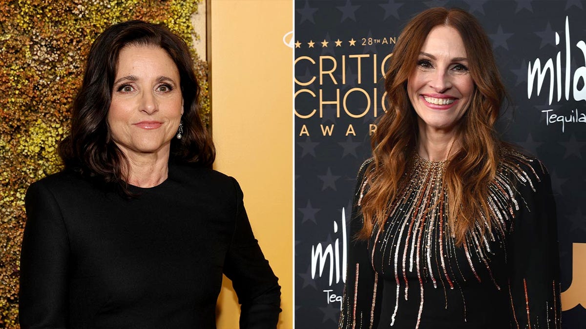 Split screen of Julia Louis-Dreyfus and Julia Roberts