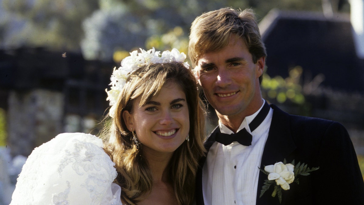 Kathy Ireland and Greg Olsen on their wedding day