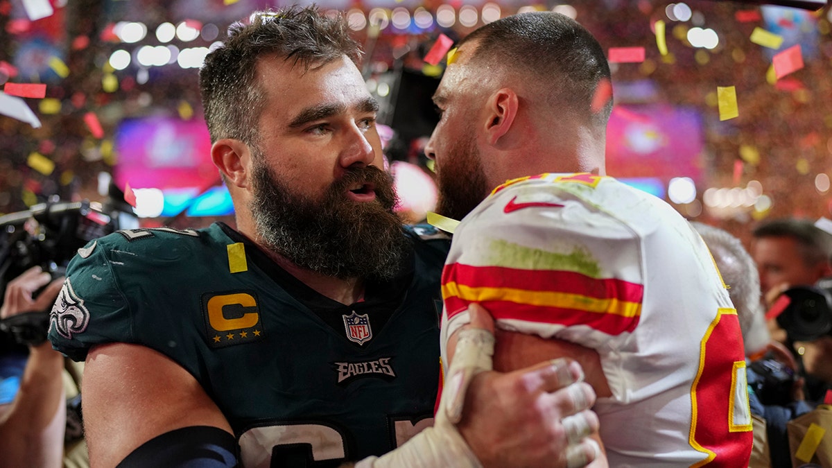 kelce brothers at super bowl