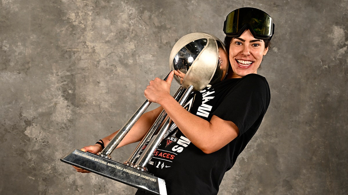 Kelsey Plum celebrates WNBA Finals victory