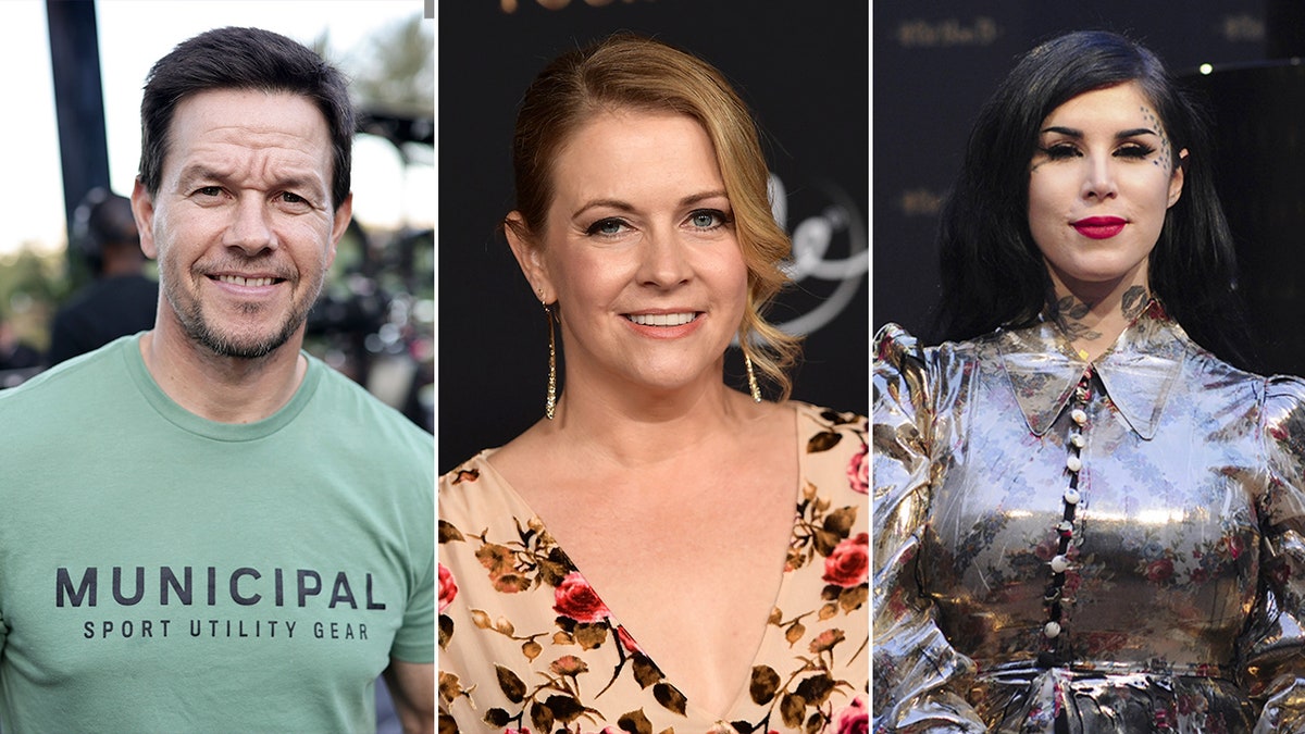 Mark Wahlberg, Melissa Joan Hart, and Kat Von D side by side