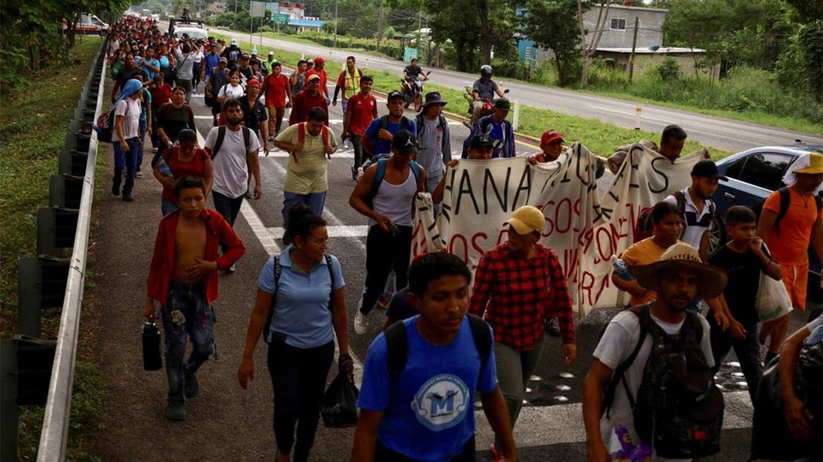 Hundreds leave Tapachula Mexico to join thousands in massive