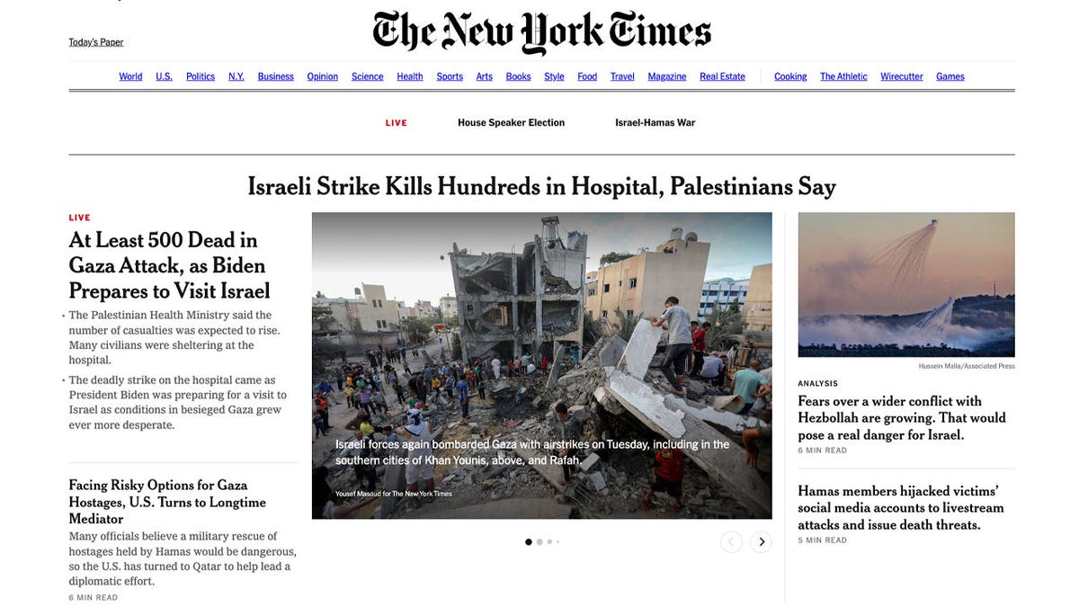 NYT homepage