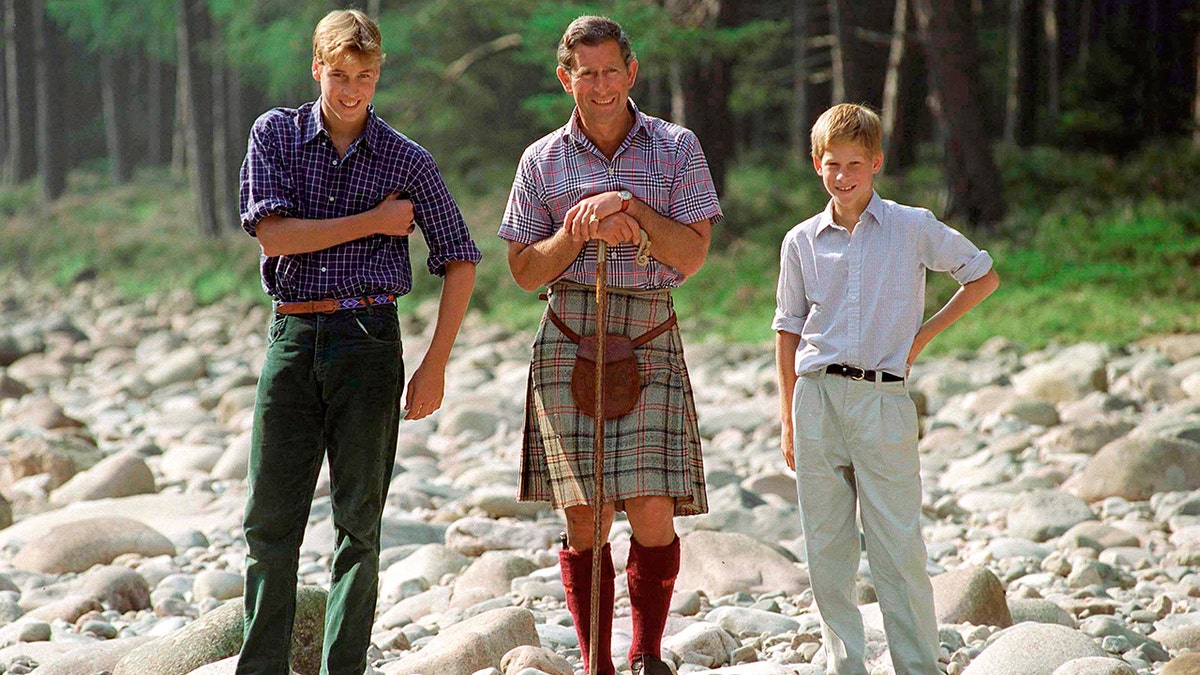 Prince William, King Charles, and Prince Harry in the Scottish Highlands