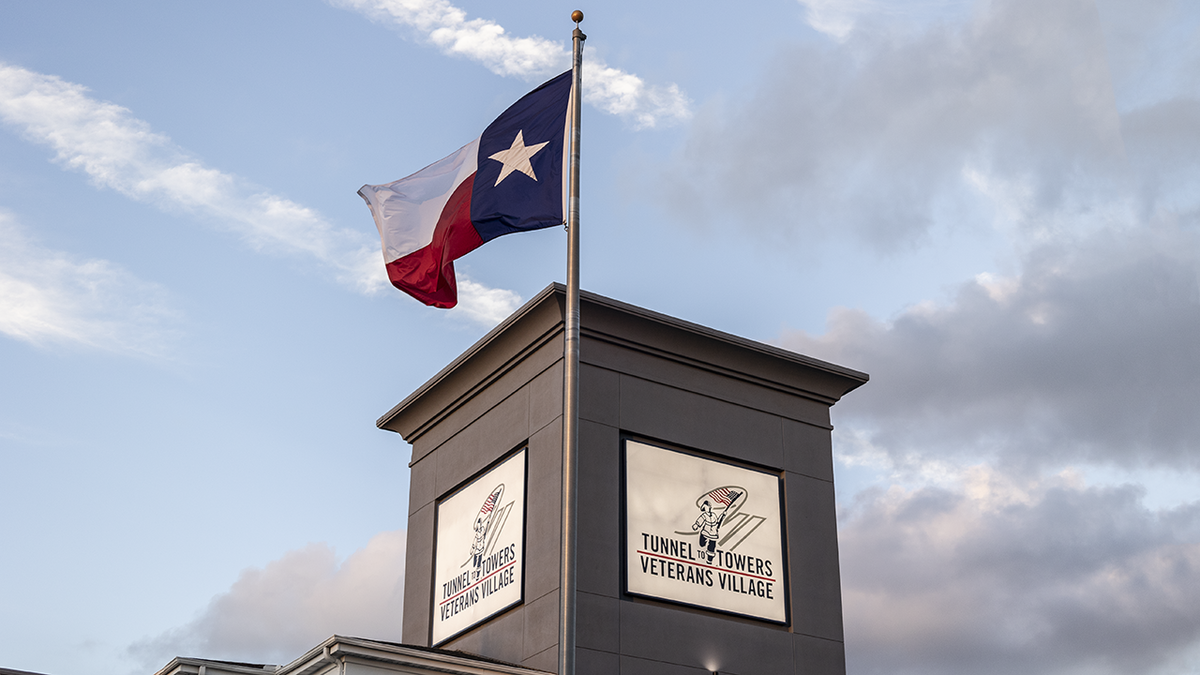 texas flag over t2t veterans village