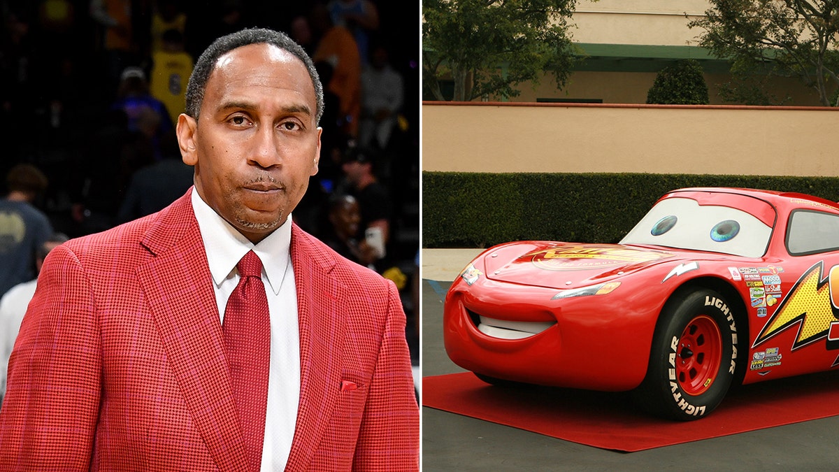 Stephen A. Smith and "Cars" character Lightning McQueen