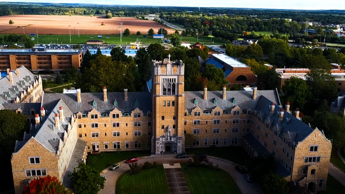 A screencap of the campus from the Saint Mary's College YouTube channel.