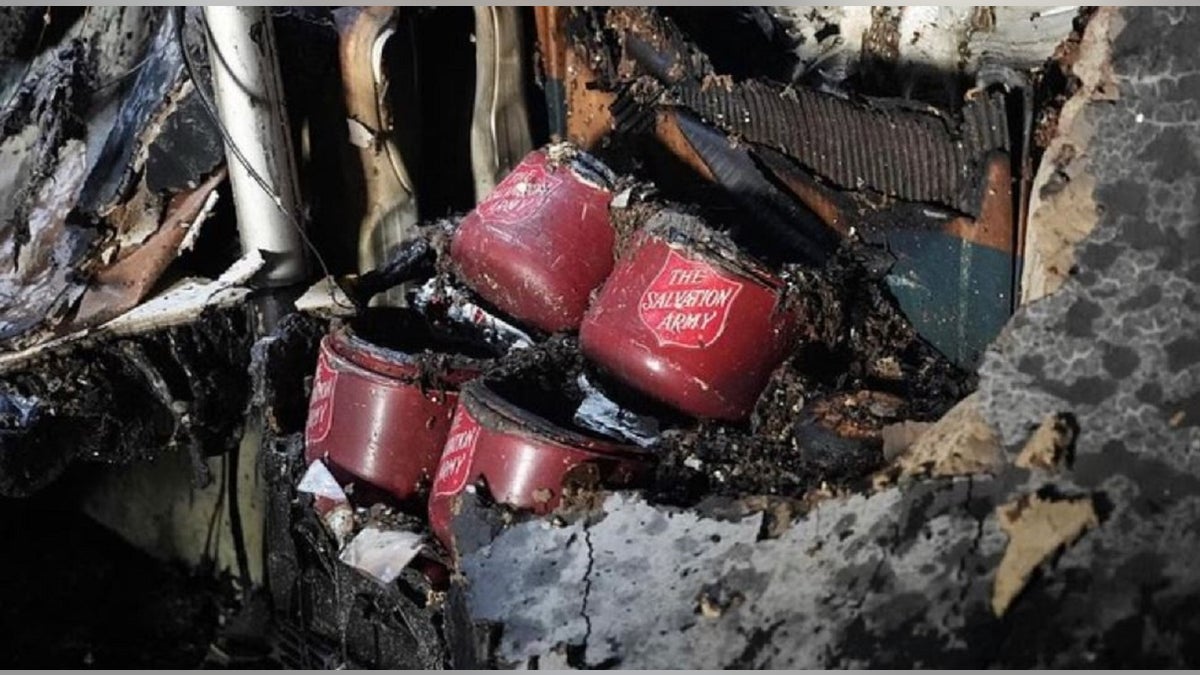 Burned Salvation Army kettles