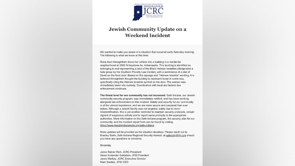 Statement from The Indianapolis Jewish Community Relations Council