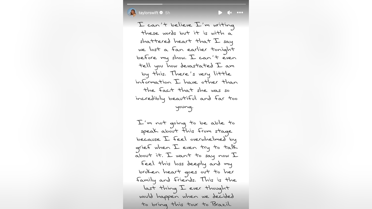 Taylor Swift Instagram message