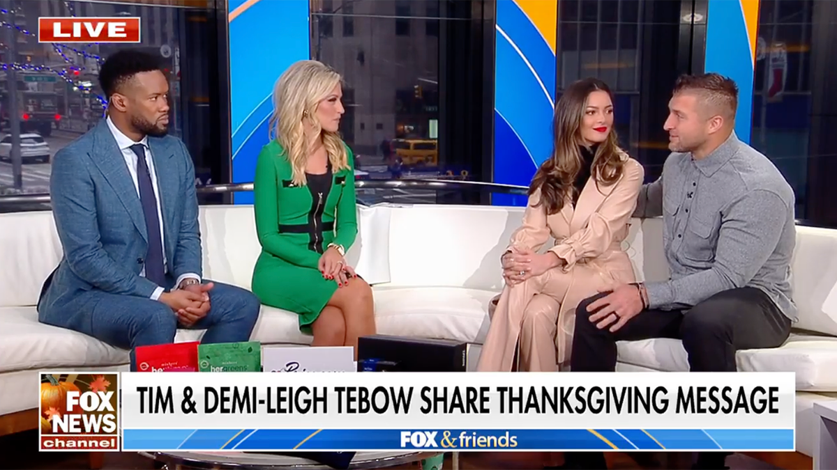 Tim and Demi-Leigh Tebow on the Fox & Friends couch