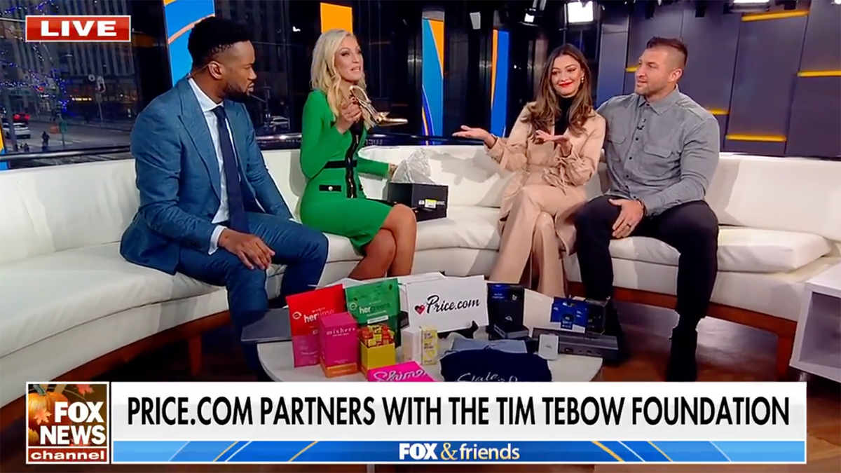 Demi-Leigh and Tim Tebow on Fox & Friends Couch