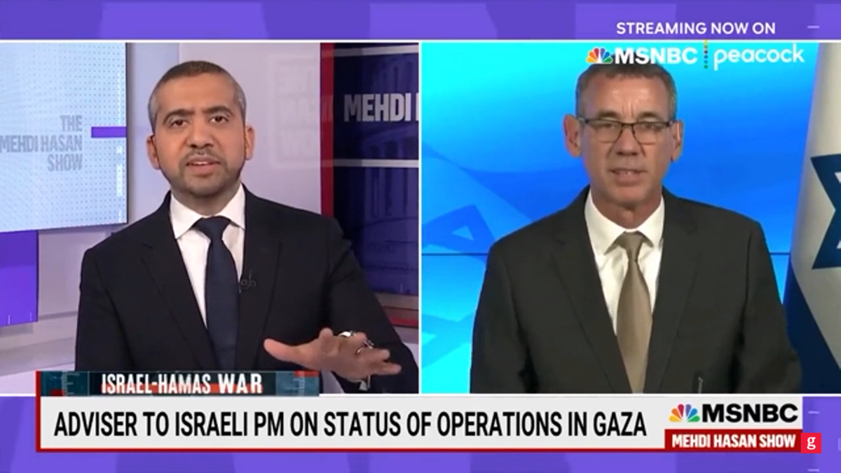 MSNBC host Mehdi Hasan and Israeli official Mark Regev