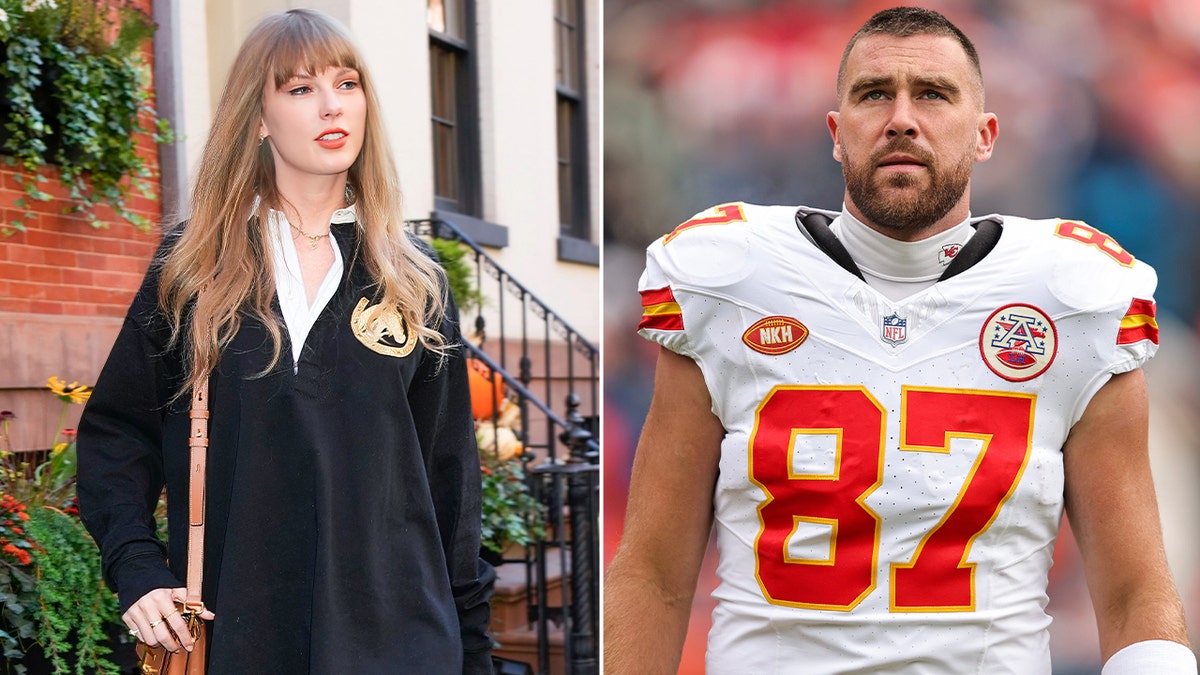 Schermo diviso di Taylor Swift e Travis Kelce