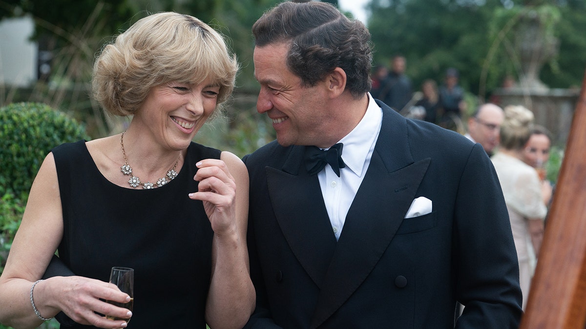 Olivia Williams and Dominic West in a scene from The Crown