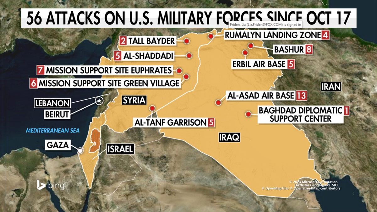 map of attacks on US troops in Iraq and Syria