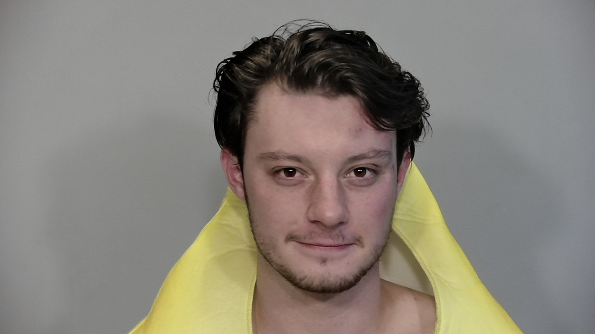 Kyle Mortimer is seen in a Florida jail booking picture in a banana costume