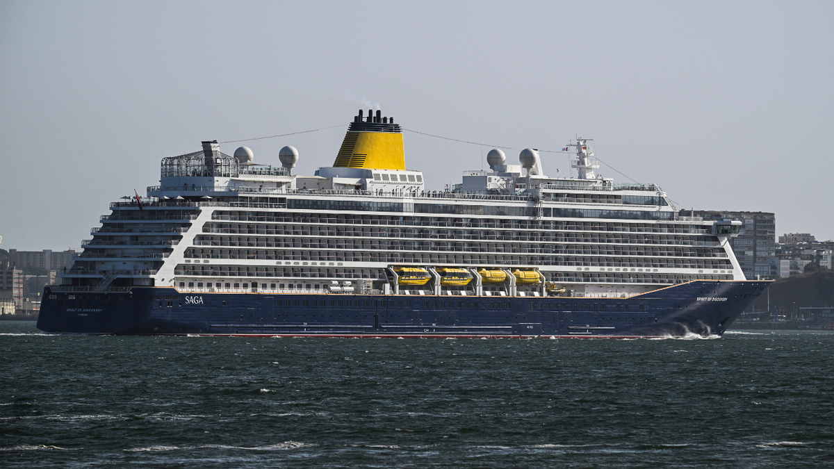 Spirit of Discovery cruise ship seen at sea