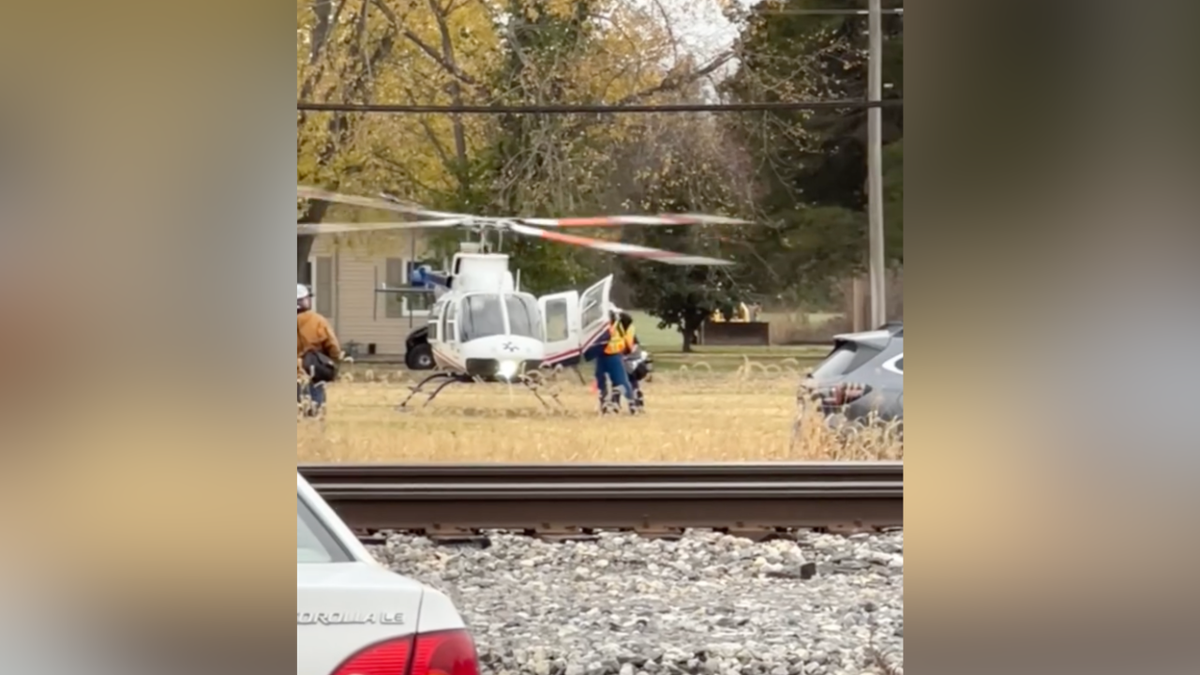 Helicopter shown at seen of bus crash