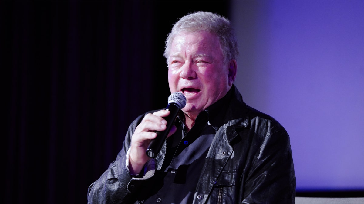 William Shatner speaks on stage