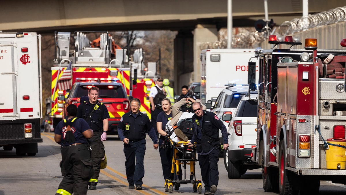 Scene of train accident in Chicago, Illinois.