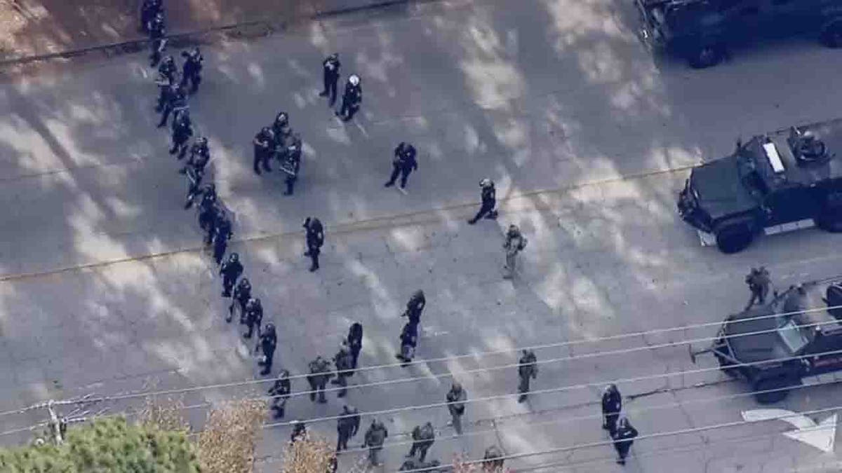 police stationed at site of protest