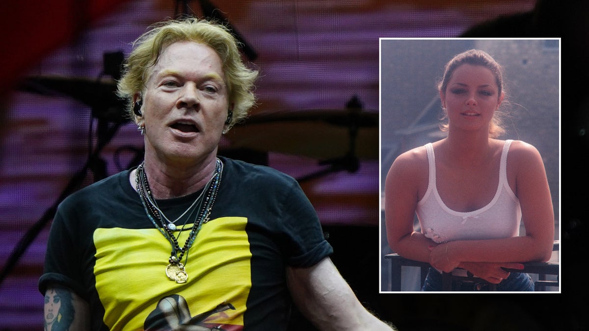 Axl Rose performs with Guns N Roses, Sheila Kennedy models
