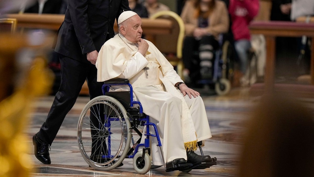 Pope Francis in a wheelchair