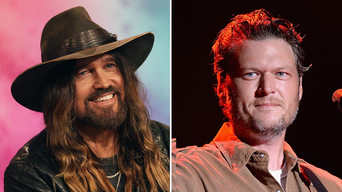 A split of Billy Ray Cyrus and Blake Shelton
