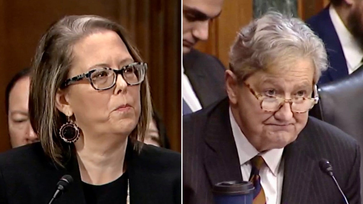 Sara Hill and John Kennedy in senate hearing