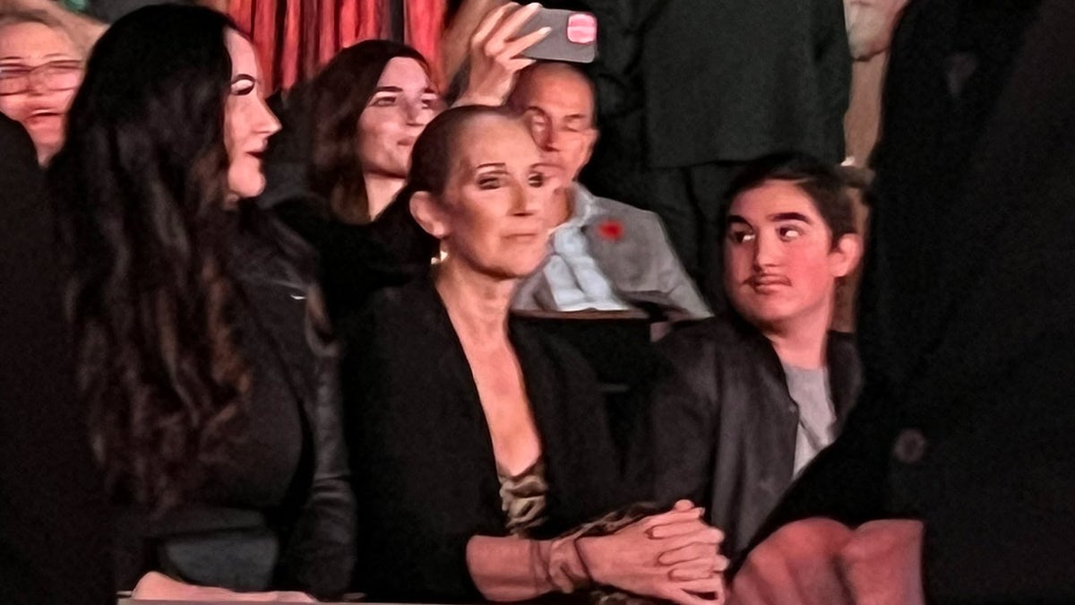 Celine Dion wears black blazer at Katy Perry concert