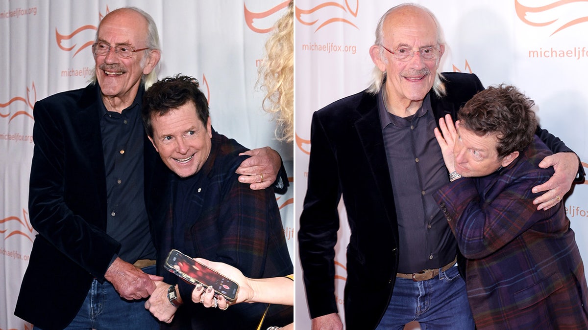 A photo of Christopher Lloyd and Michael J. Fox
