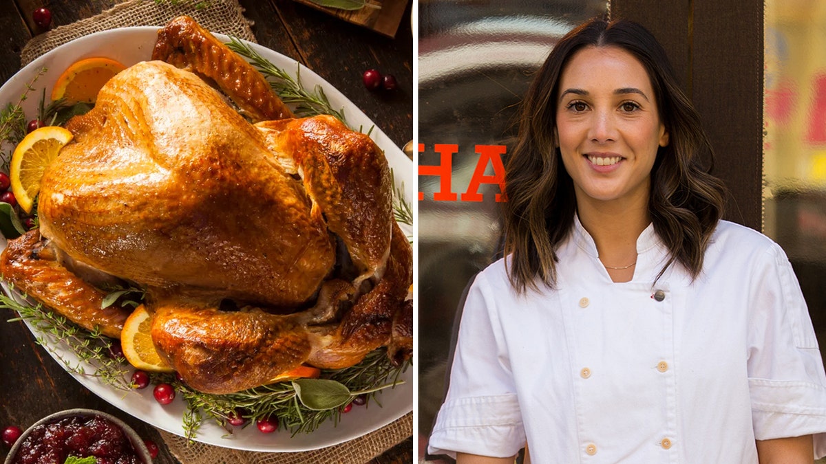 Chef Leah Cohen and turkey