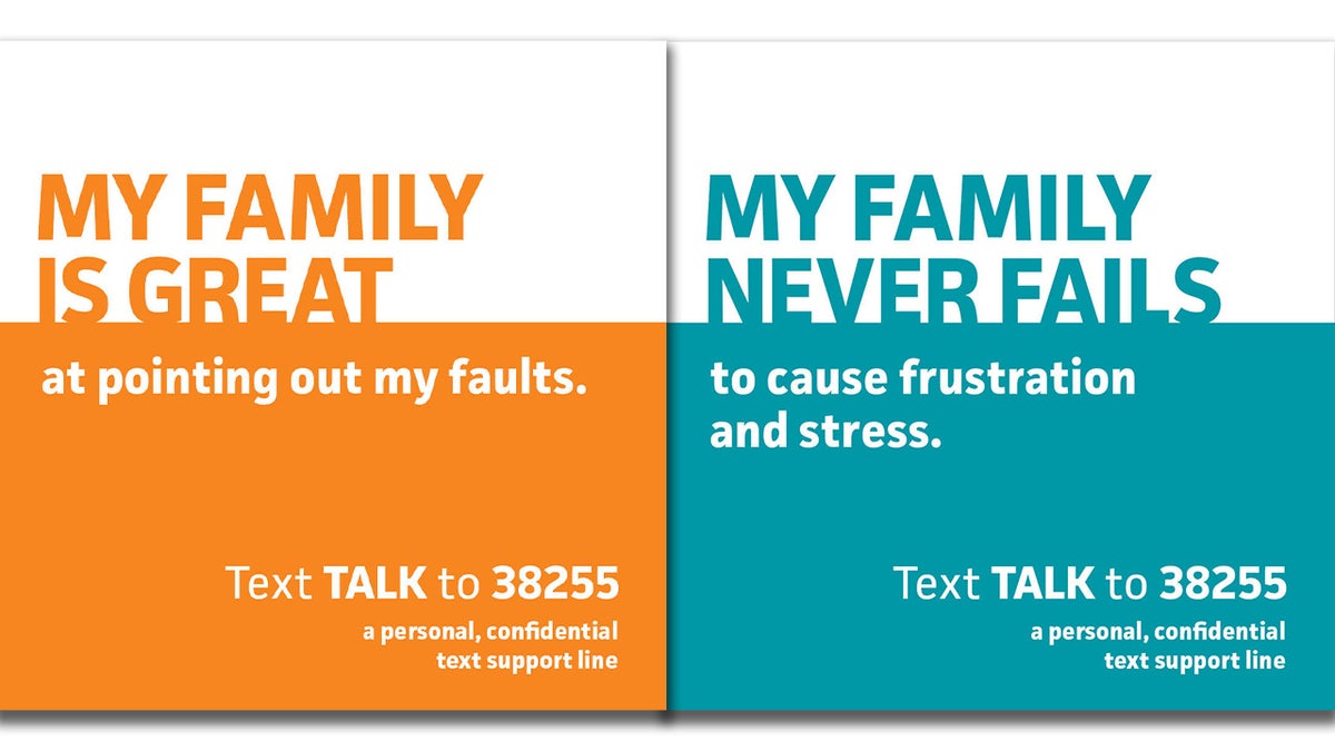 Orange and teal posters with Colorado Crisis Line info