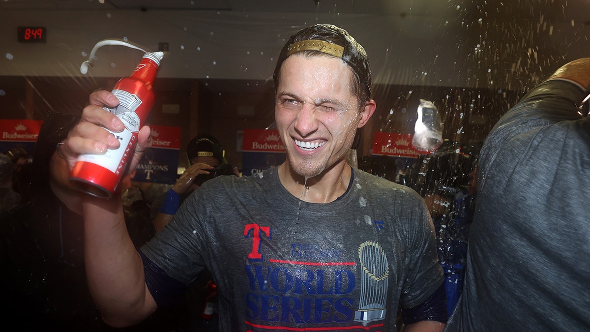 Corey Seager celebrating World Series