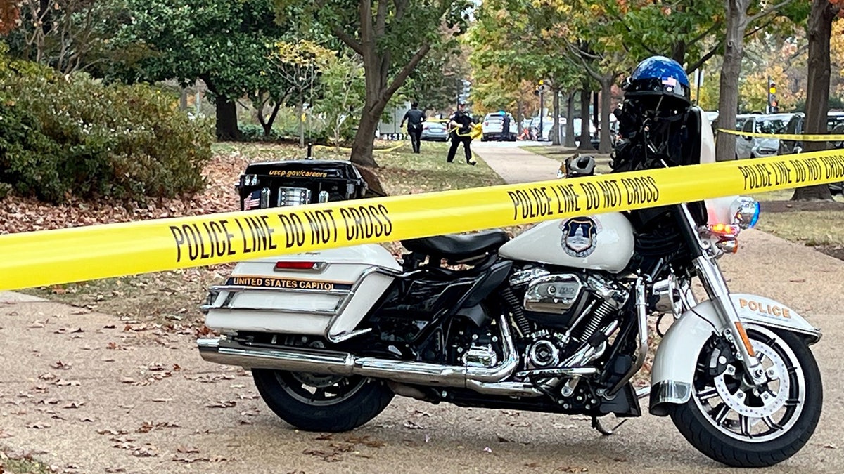 police tape blocks park near Capitol