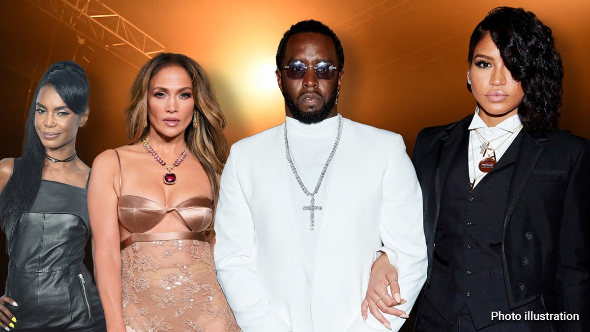 Diddy with Cassie JLo and Kim Porter